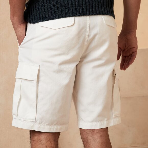 Banana Republic 11" White Cotton-Linen Cargo Short - Picture 2 of 11